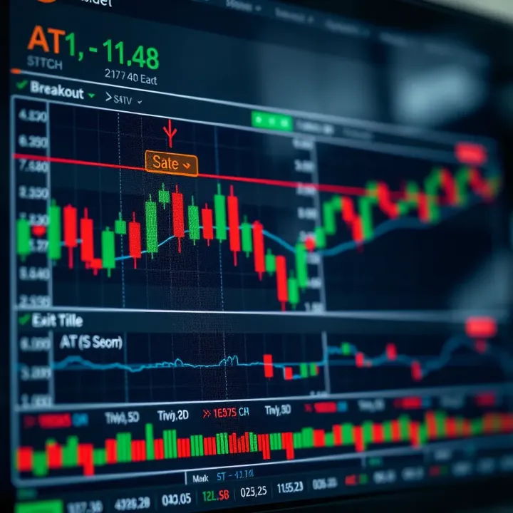 Practical Application of Chart Patterns in Trading Strategies Trading chart showing breakout and reversal patterns with indicators highlighting potential entry and exit points