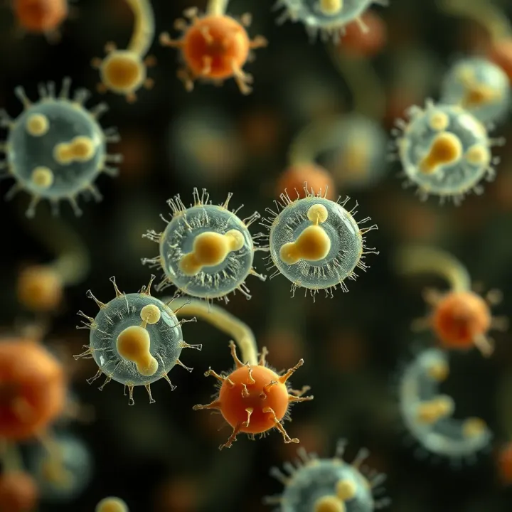 Examples of microorganisms like bacteria and amoeba illustrating asexual reproduction through binary fission