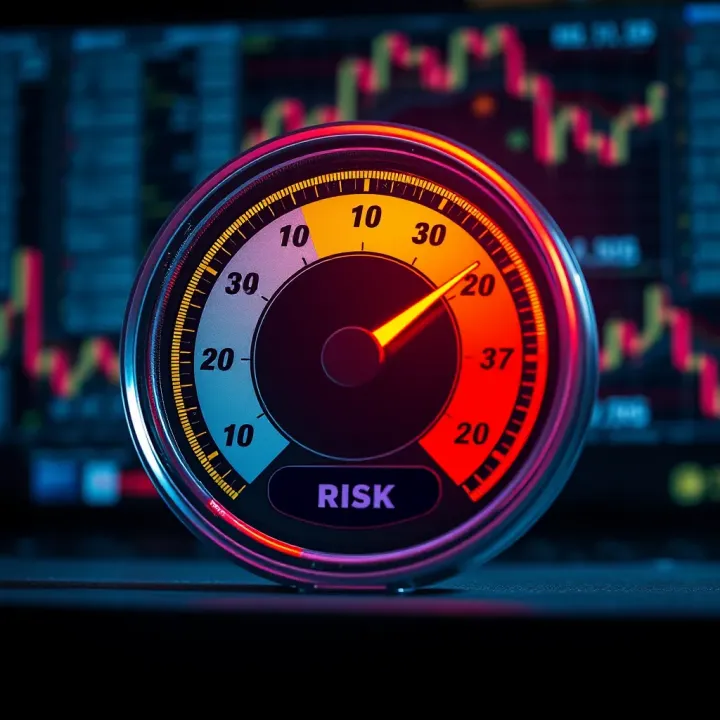 Assessing Risks in Binary Options Trading Illustration of a risk meter highlighting caution in binary options investment decisions