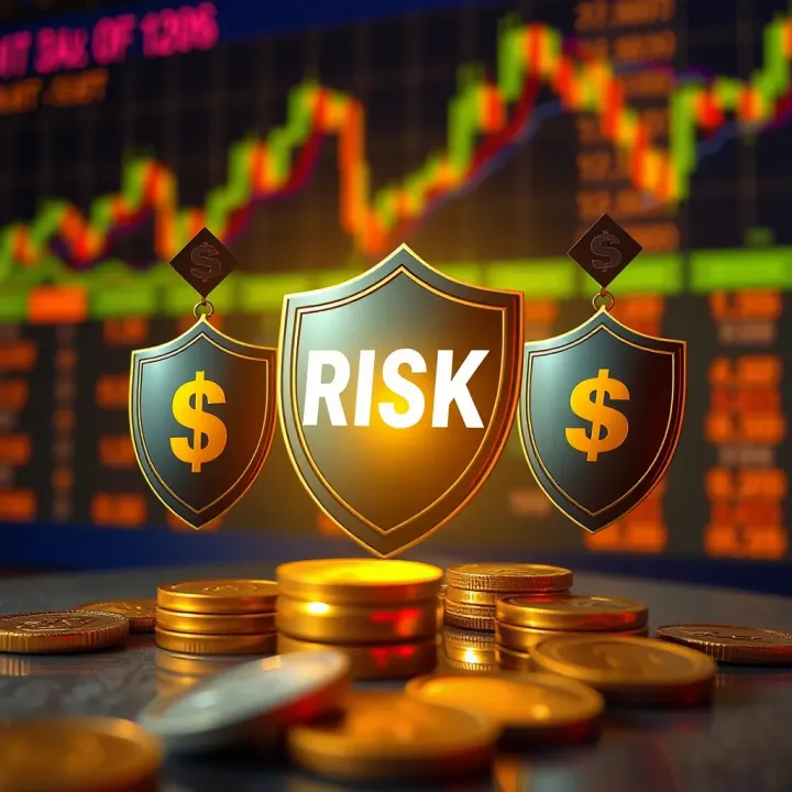 Smart Risk Management in Binary Options Trading Illustration of risk management techniques with protective shields and financial symbols