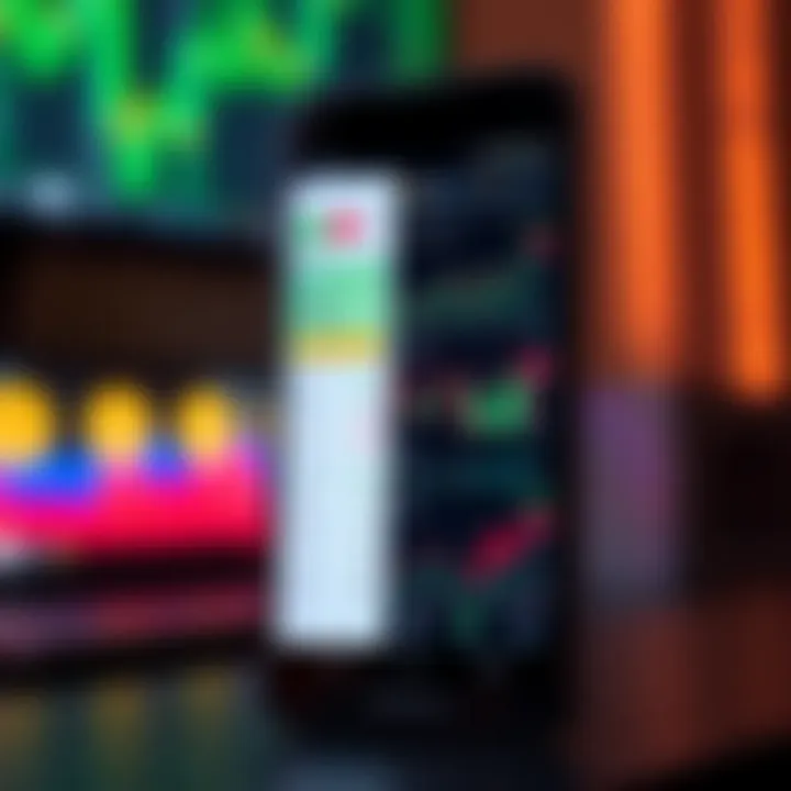 Mobile phone displaying various cryptocurrency trading charts and market data for Pakistan