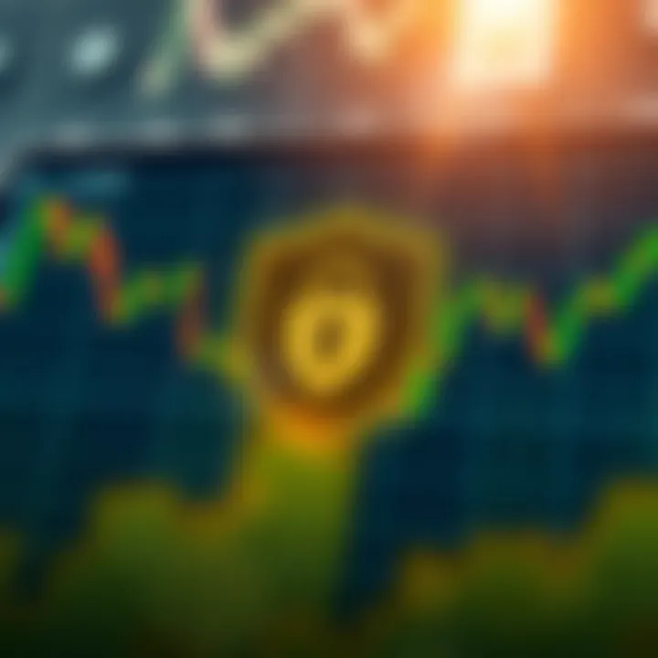 Conceptual illustration of secure online trading with shield symbol and financial graphs