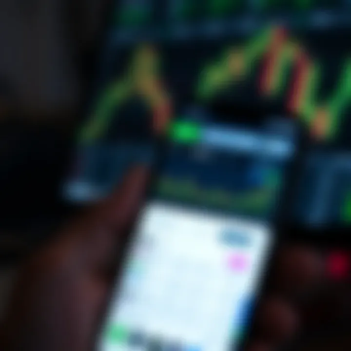Smartphone displaying a user-friendly online trading app interface with charts and market data