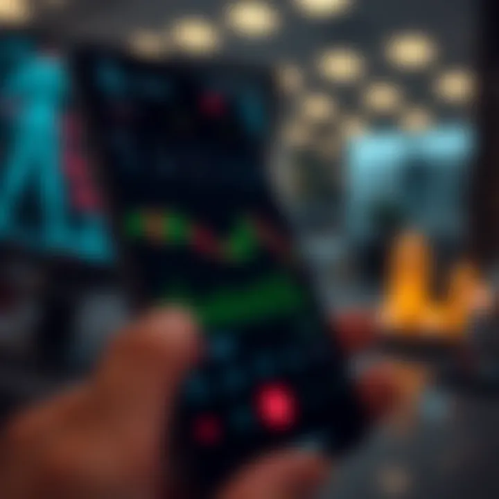 User interface of a trading app displaying real-time market charts and trading options in Pakistan