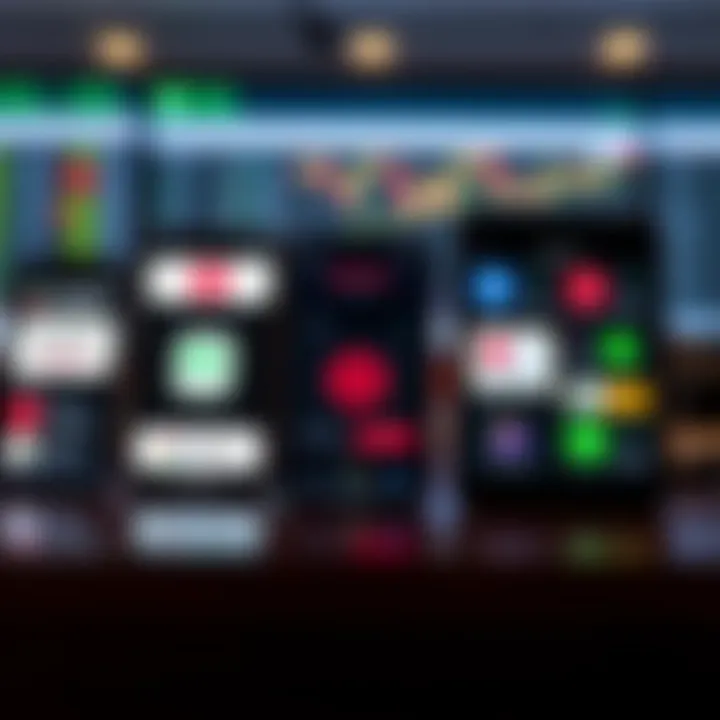 Illustration of mobile devices showcasing various popular trading platform logos available in Pakistan