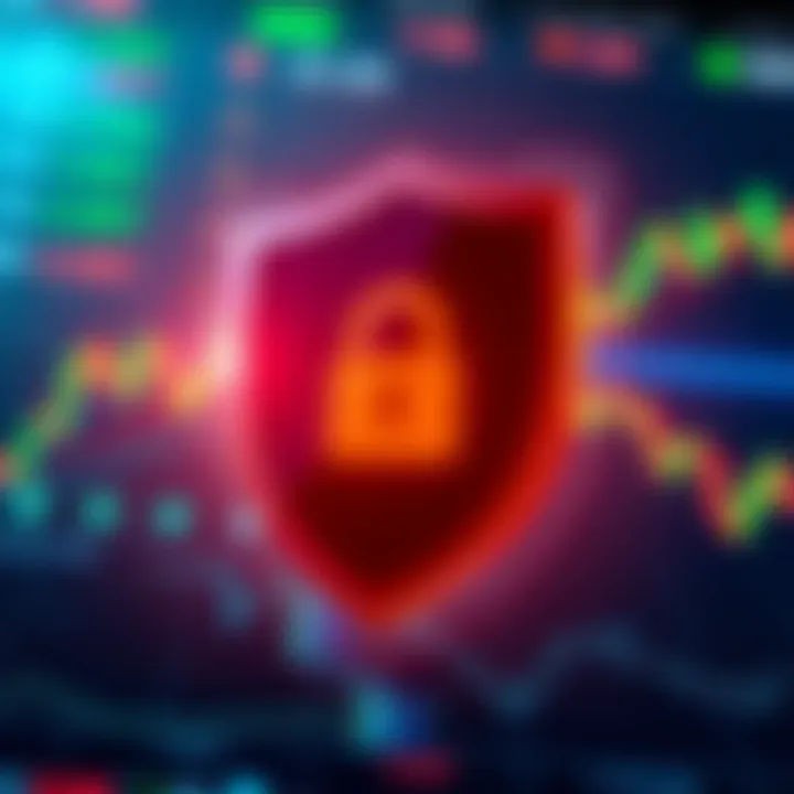 Illustration of secure shield symbol over a digital trading platform representing data protection and compliance