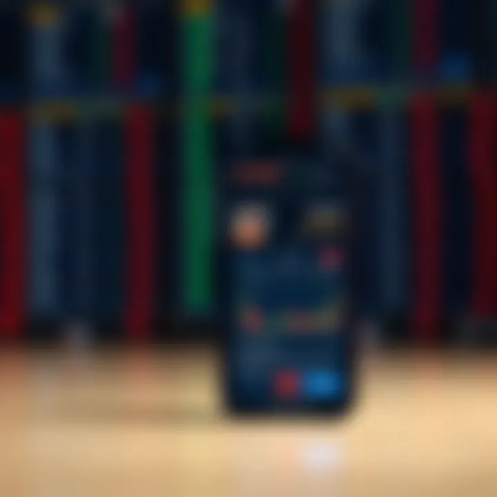 Mobile phone displaying a user-friendly trading app interface with charts and market data