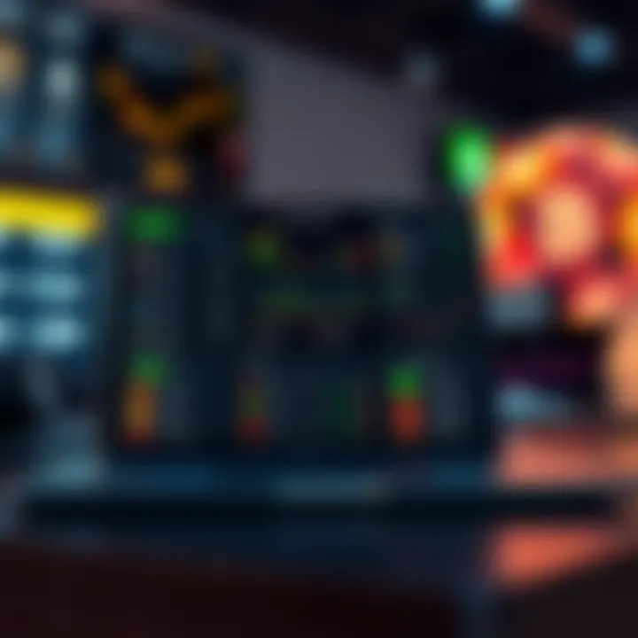 Modern laptop showing various financial trading platforms for binary options