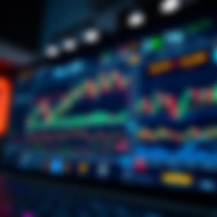 User interface showing various cryptocurrency trading options and market charts on a digital platform