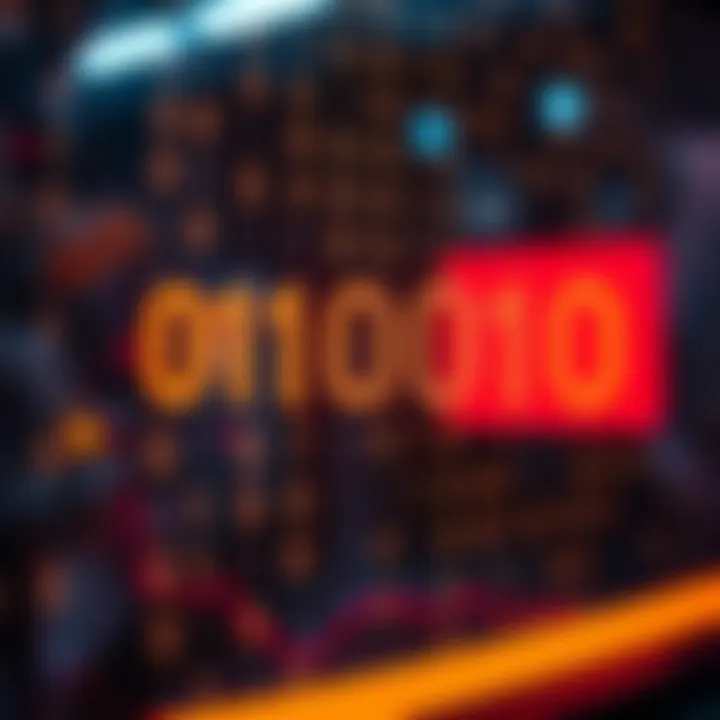 Conceptual illustration of digital technology and binary code integration