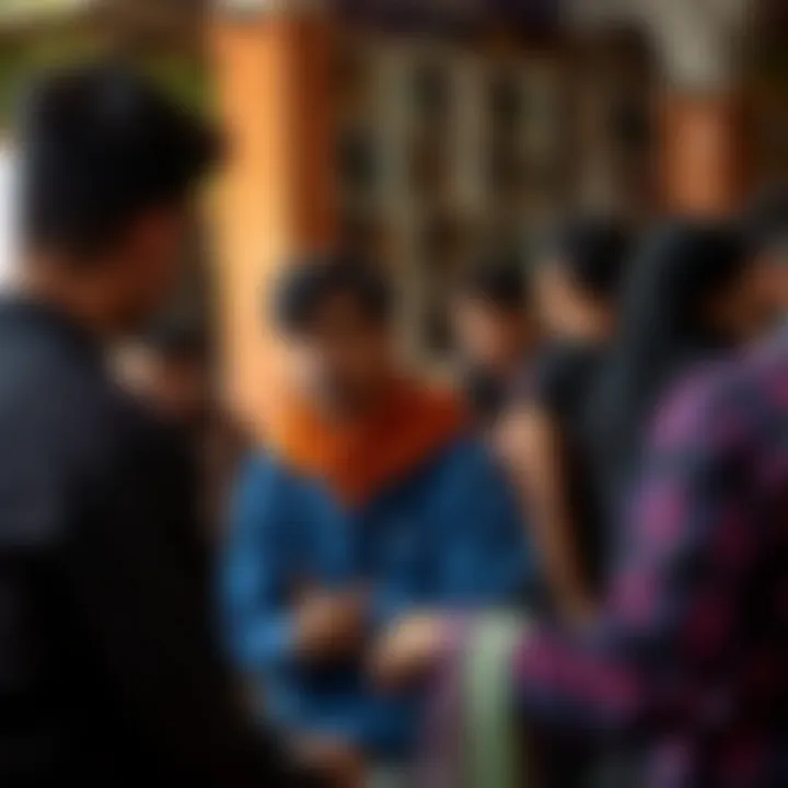 Illustration of inclusive social gathering with diverse gender expressions in a community setting