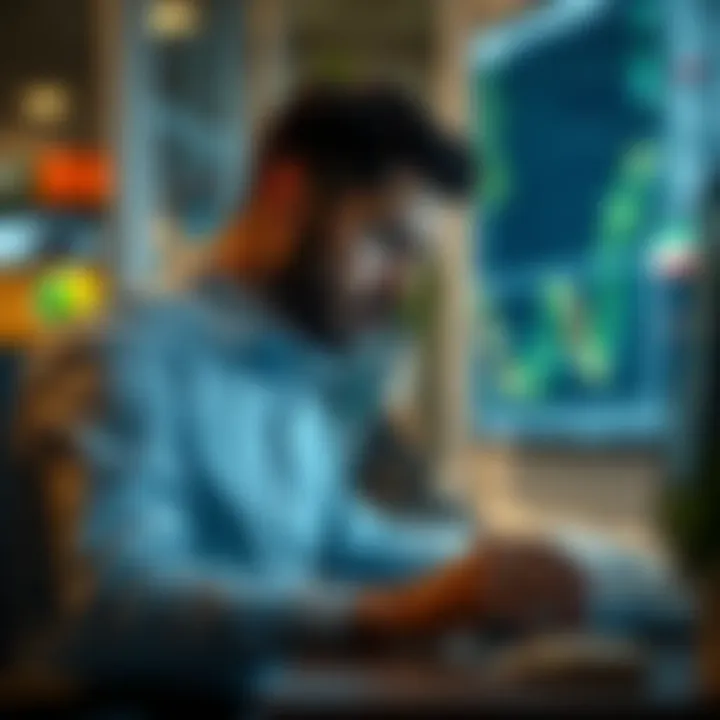 Illustration showing a trader analyzing market charts and making informed binary options decisions