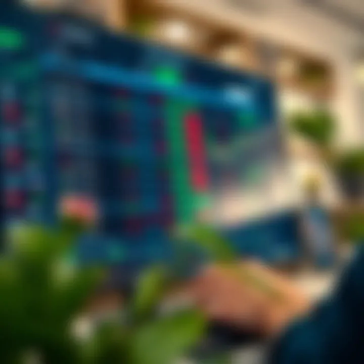 Comparison of features and ratings of various stock trading applications on a screen