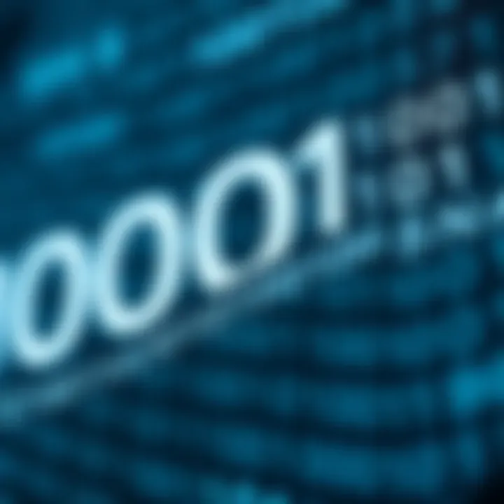 Diagram showing binary digits representing data with zero and one symbols