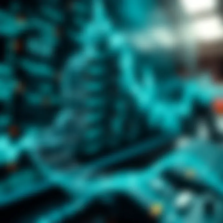 Binary Numbers Driving Data Streams Illustration showing the transformation of binary numbers into computer data streams