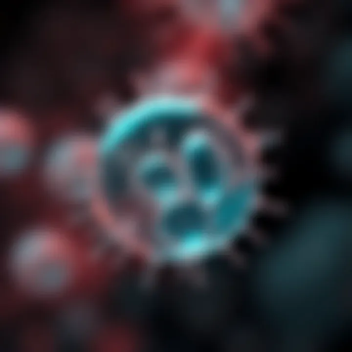 Microscopic view of a single-celled organism undergoing division to form two identical cells