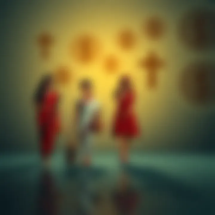 Illustration showing cultural symbols representing traditional gender roles in South Asian society