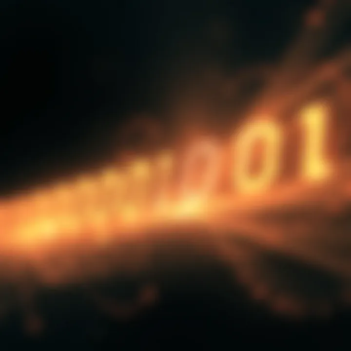 Diagram illustrating the binary numbering system with digits zero and one representing data