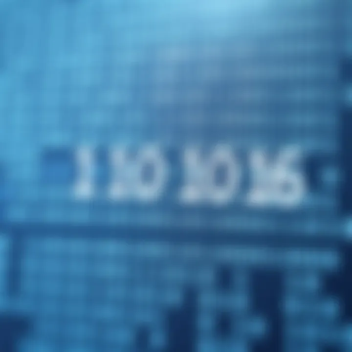 Diagram illustrating the binary number system with zeroes and ones connected to represent digital data