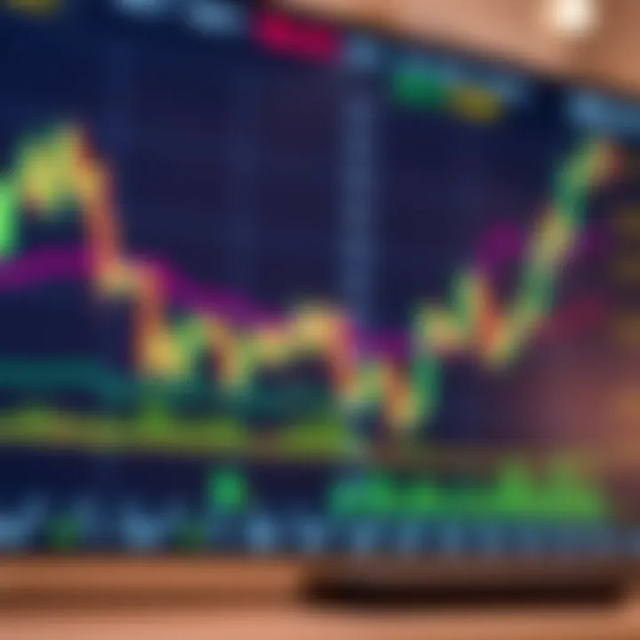 Visual Representation of Binary Options and Asset Price Movements Illustration of financial charts showing asset price movements and binary options concept
