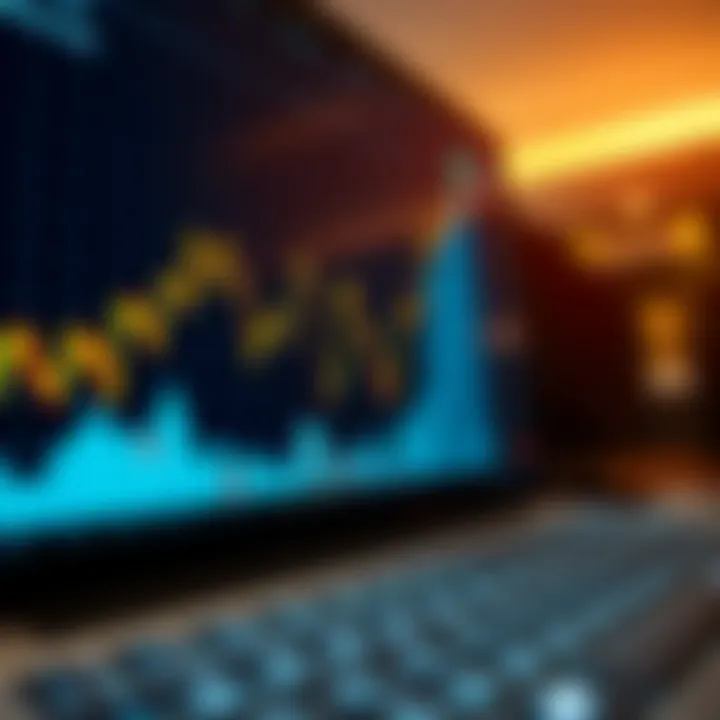 Graph showing rise and fall of binary options trading values on a digital platform