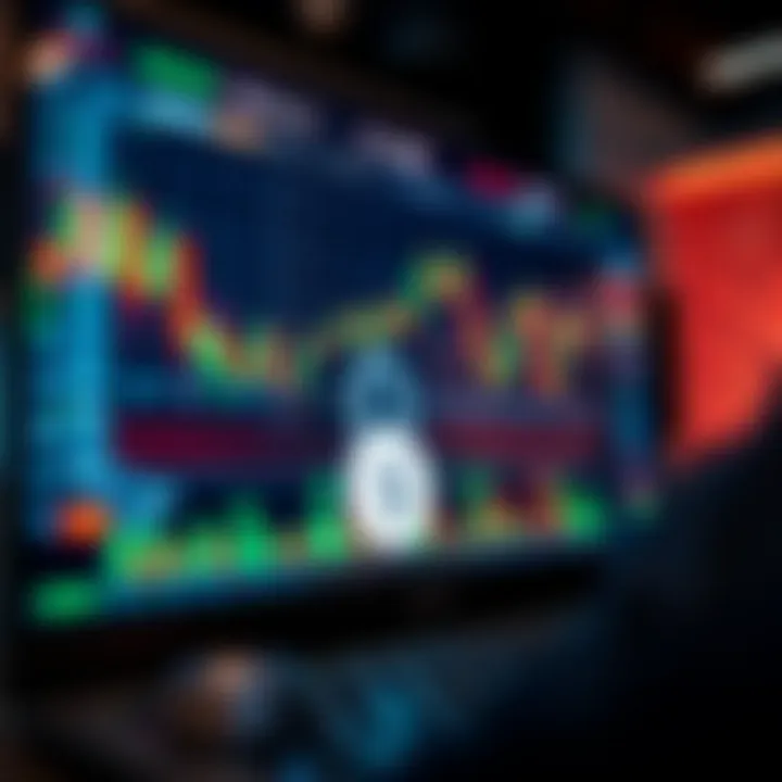 Illustration of a secure online trading interface with charts and currency symbols