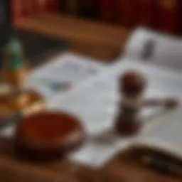Conceptual illustration of legal documents and financial risk symbols representing binary trading regulations in Pakistan