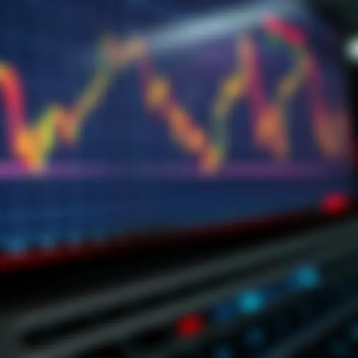 Graph showing currency exchange rate fluctuations on a digital trading platform