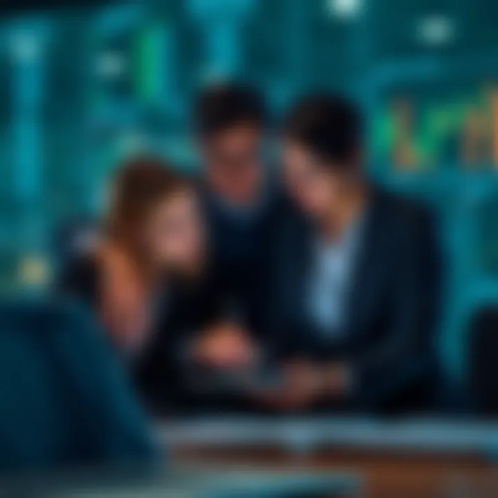 Business team analyzing risk factors using graphs and charts on a digital tablet