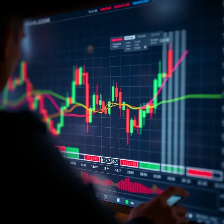 Illustration of bullish and bearish chart patterns with trend lines and price movements