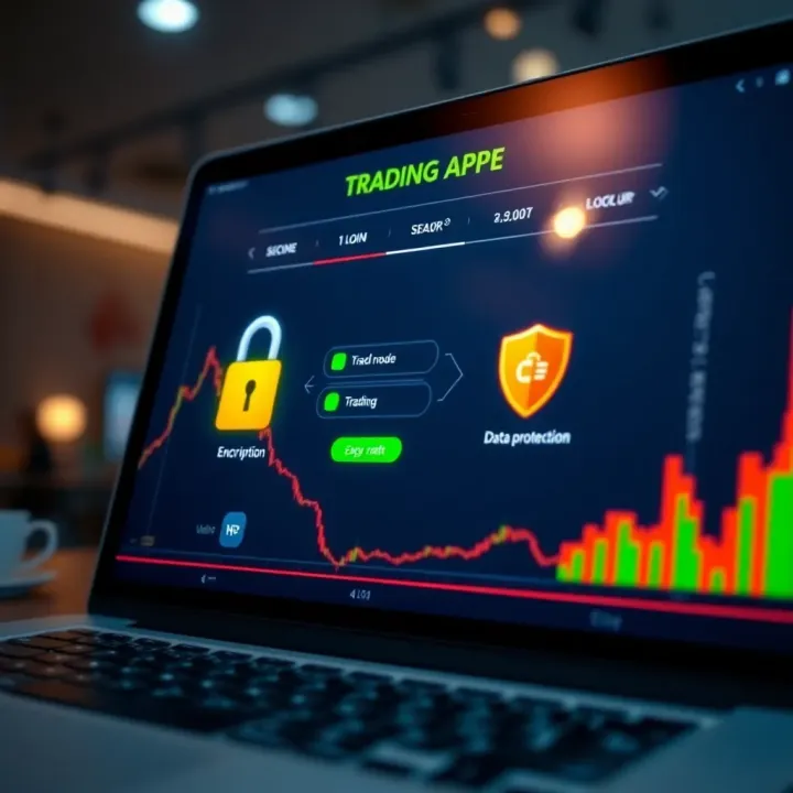 Secure login screen of a trading platform showing encryption and data protection icons