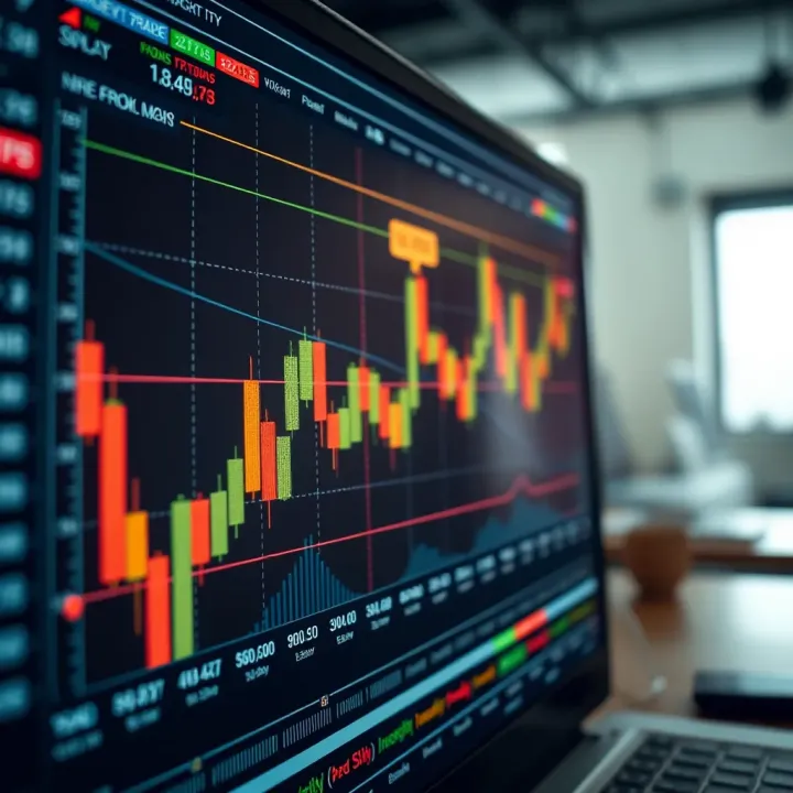 Forex trading platform displaying currency pairs and market charts