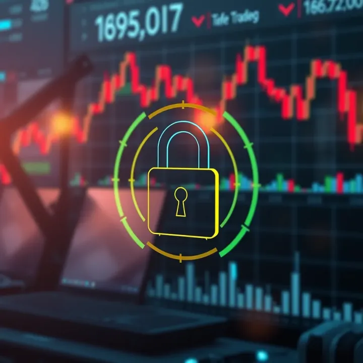Secure digital lock icon symbolizing safety and protection for cryptocurrency trading