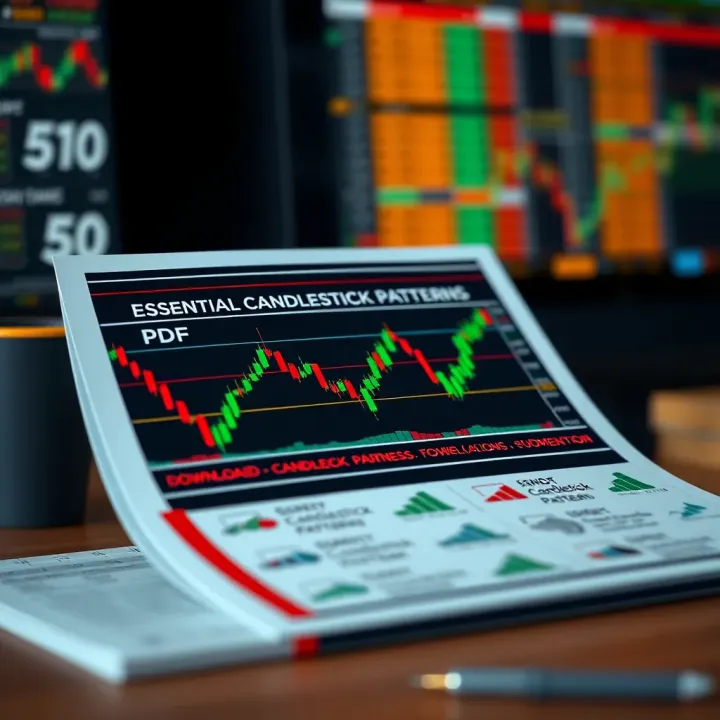 Downloadable PDF resource showing essential candlestick pattern summaries for traders