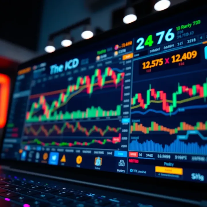 User interface showing various cryptocurrency trading options and market charts on a digital platform