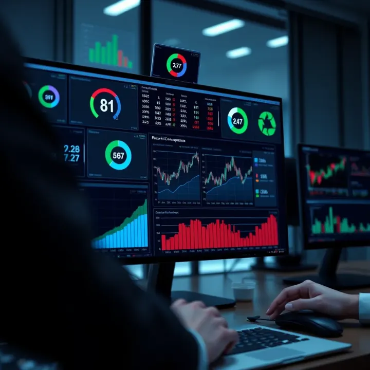 Dashboard view of risk management software displaying real-time data analytics and communication frameworks
