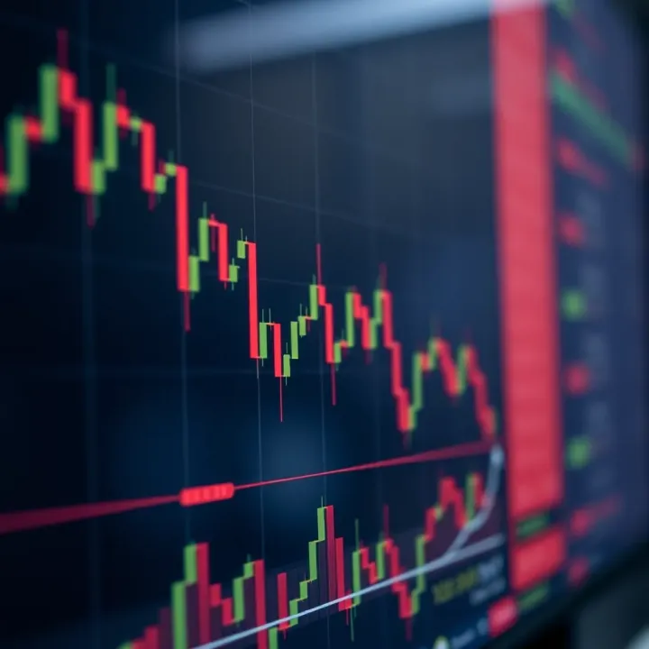 Evening Star Candlestick Pattern Signaling Market Decline Visual representation of evening star candlestick pattern signaling a possible downward trend