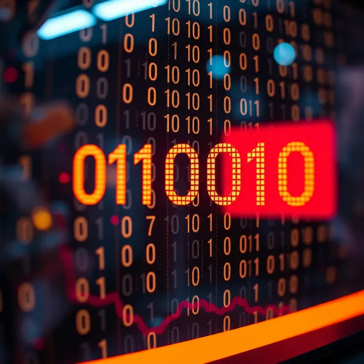 Binary Code in Digital Technology Conceptual illustration of digital technology and binary code integration