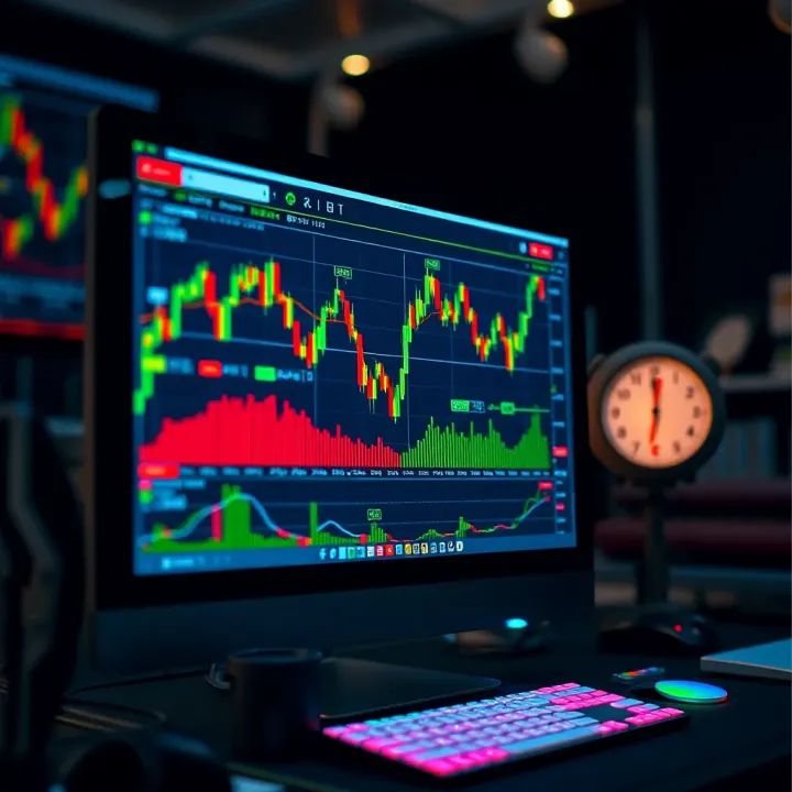 Computer screen displaying forex trading platform with charts and risk management tools