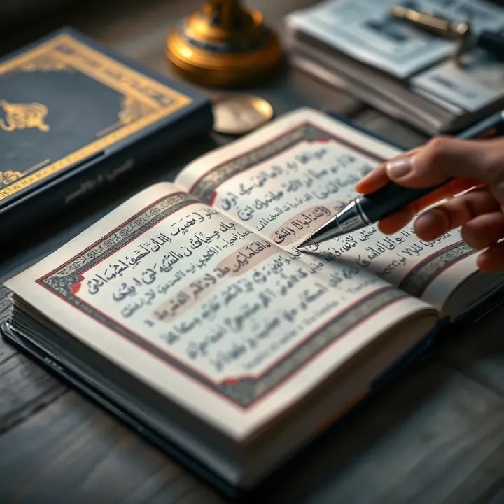 Quran and financial documents with a pen highlighting Shariah compliance in currency exchange