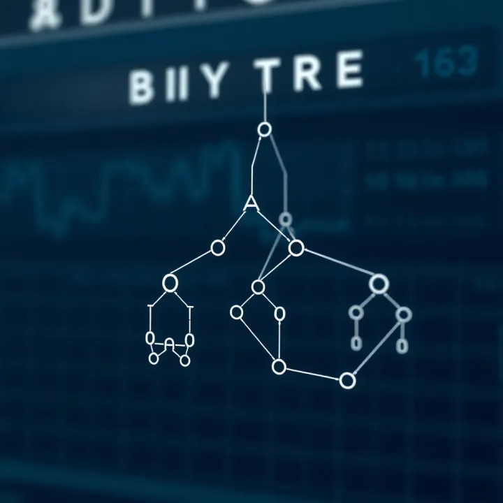 Diagram showing a binary tree structure with nodes connected by branches