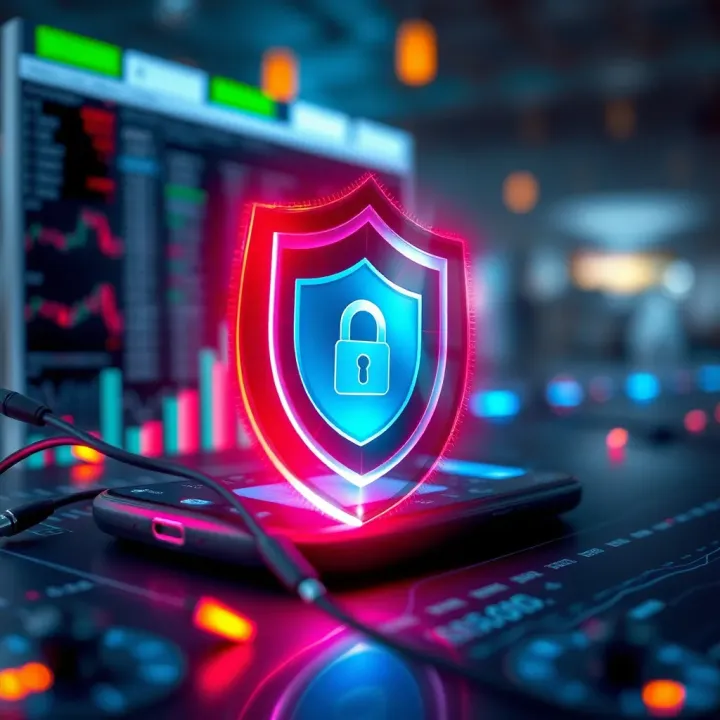 Security Measures for Mobile Forex Trading Platforms Conceptual illustration of cybersecurity shield protecting a mobile forex trading platform