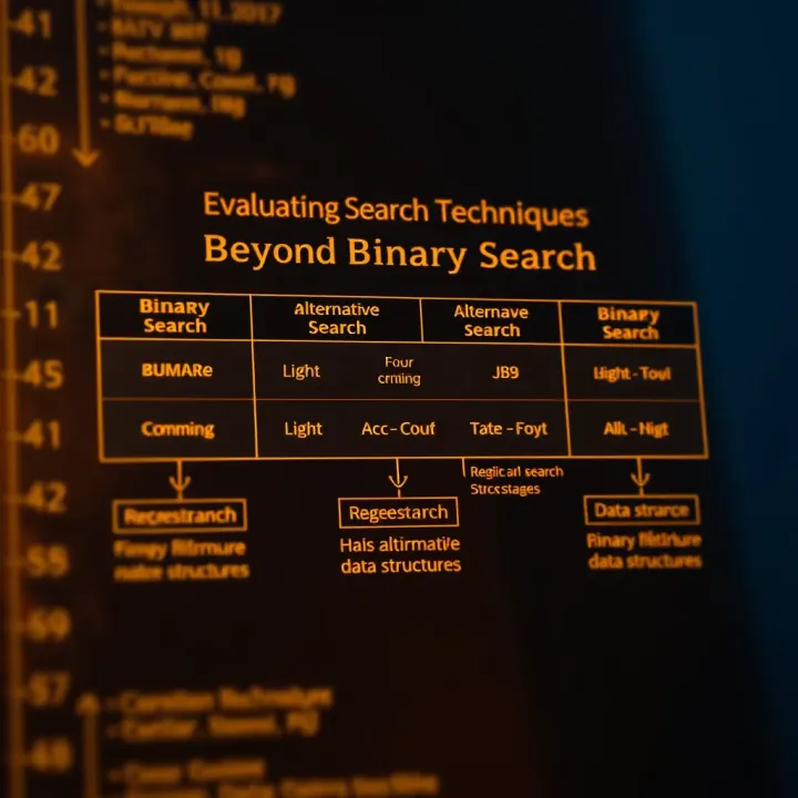 Diagram comparing binary search limitations and alternative search methods in various data structures