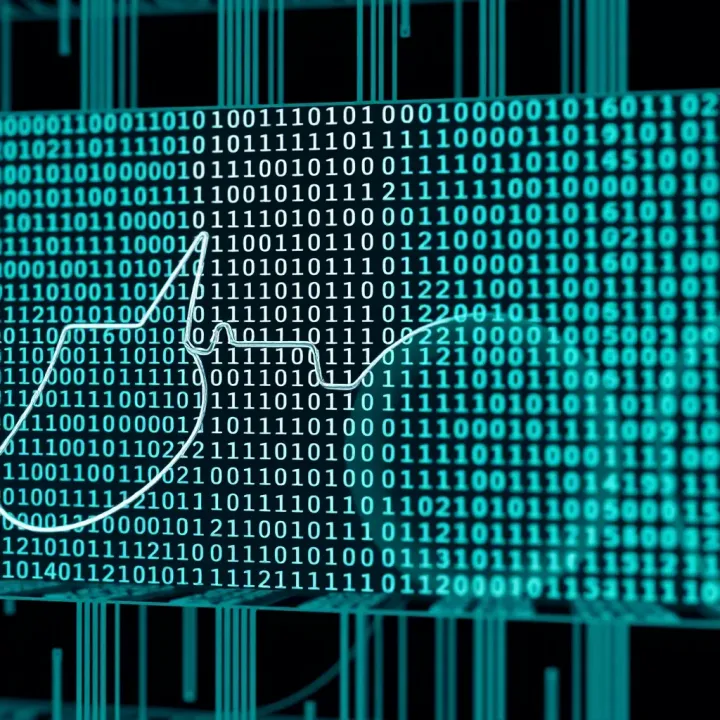 Visualization of binary data representation showing sequences of zeros and ones in digital circuits