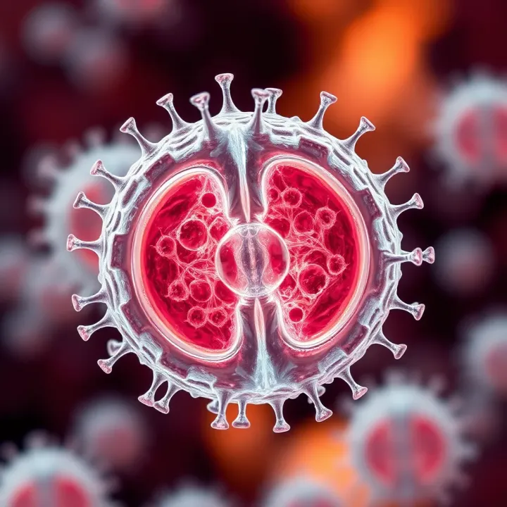 Illustration showing division of a single bacterium into two identical cells through binary fission