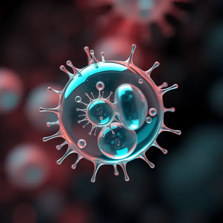 Microscopic view of a single-celled organism undergoing division to form two identical cells