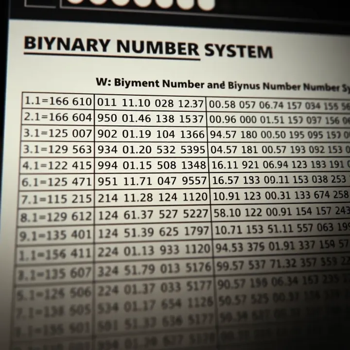 Chart illustrating conversion between binary and decimal numbers with example values