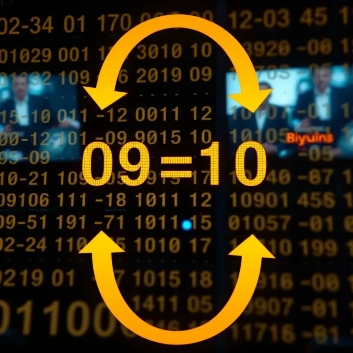 Illustration depicting conversion between decimal and binary numbers with arrows indicating the transformation