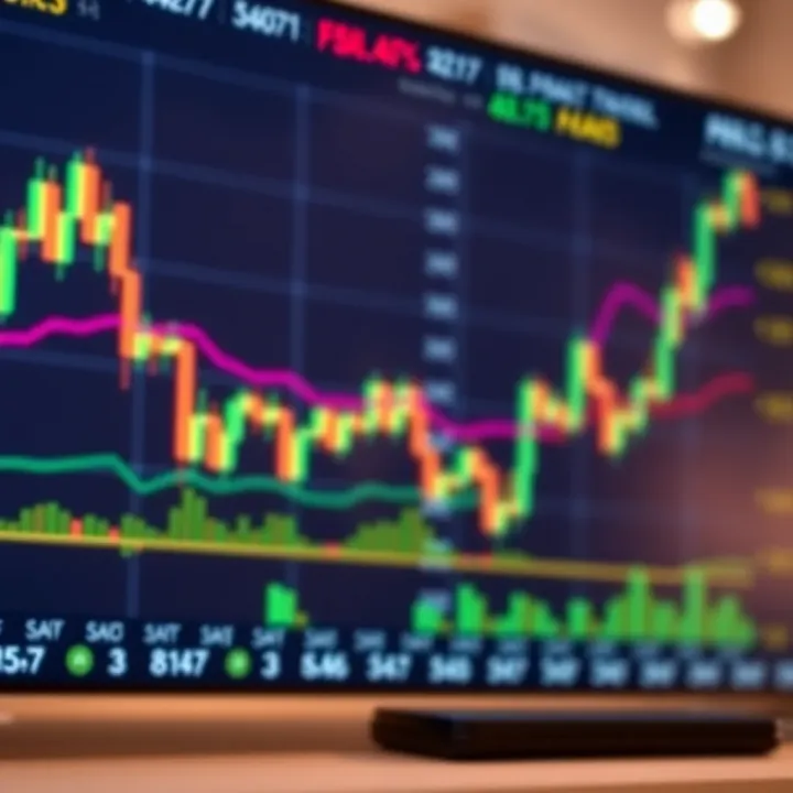 Illustration of financial charts showing asset price movements and binary options concept