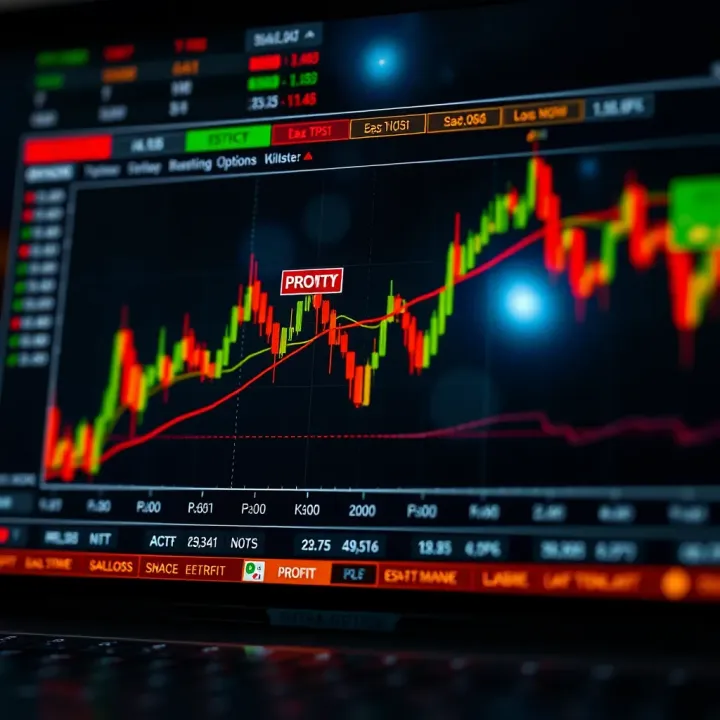 Chart showing potential outcomes of binary options trade with clear profit and loss zones